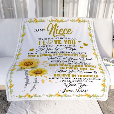 Personalized To My Niece I Love You Forever Blanket From Aunt Uncle Sunflower Niece Birthday Gifts Graduation Christmas Customized Fleece Throw Blanket | siriusteestore