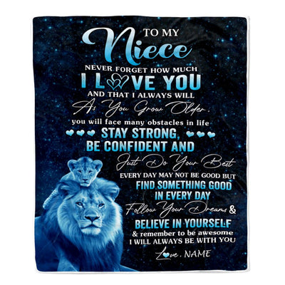 Personalized To My Niece I Love You Forever Blanket From Uncle Lion Niece Birthday Gifts Graduation Christmas Customized Fleece Throw Blanket | siriusteestore