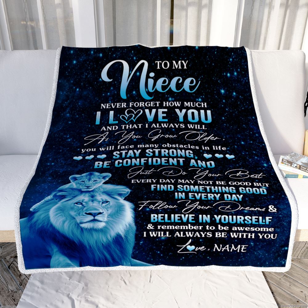 Personalized To My Niece I Love You Forever Blanket From Uncle Lion Niece Birthday Gifts Graduation Christmas Customized Fleece Throw Blanket | siriusteestore