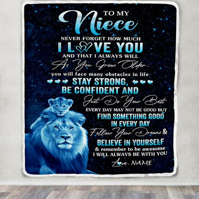 Personalized To My Niece I Love You Forever Blanket From Uncle Lion Niece Birthday Gifts Graduation Christmas Customized Fleece Throw Blanket | siriusteestore