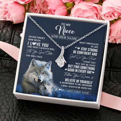 Alluring Beauty Necklace 14K White Gold Finish | 2 | Personalized To My Niece I Love You Forever Necklace From Aunt Auntie Uncle Wolf Niece Birthday Gifts Graduation Christmas Customized Gift Box Message Card | siriusteestore.myshopify