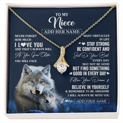 Alluring Beauty Necklace 18K Yellow Gold Finish | 1 | Personalized To My Niece I Love You Forever Necklace From Aunt Auntie Uncle Wolf Niece Birthday Gifts Graduation Christmas Customized Gift Box Message Card | siriusteestore.myshopify