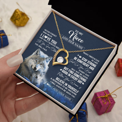 Forever Love Necklace 18K Yellow Gold Finish | 2 | Personalized To My Niece I Love You Forever Necklace From Aunt Auntie Uncle Wolf Niece Birthday Gifts Graduation Christmas Customized Gift Box Message Card | siriusteestore.myshopify