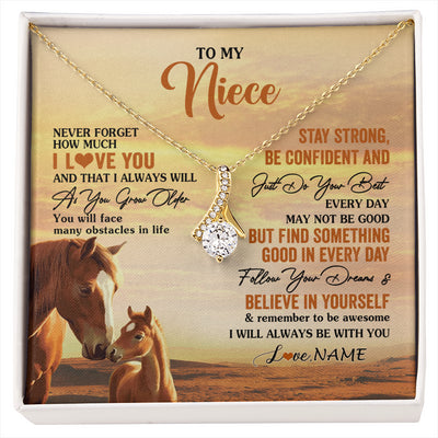Alluring Beauty Necklace 18K Yellow Gold Finish | 1 | Personalized To My Niece I Love You Forever Necklace From Uncle Aunt Auntie Horse Niece Birthday Gifts Graduation Christmas Customized Gift Box Message Card | siriusteestore