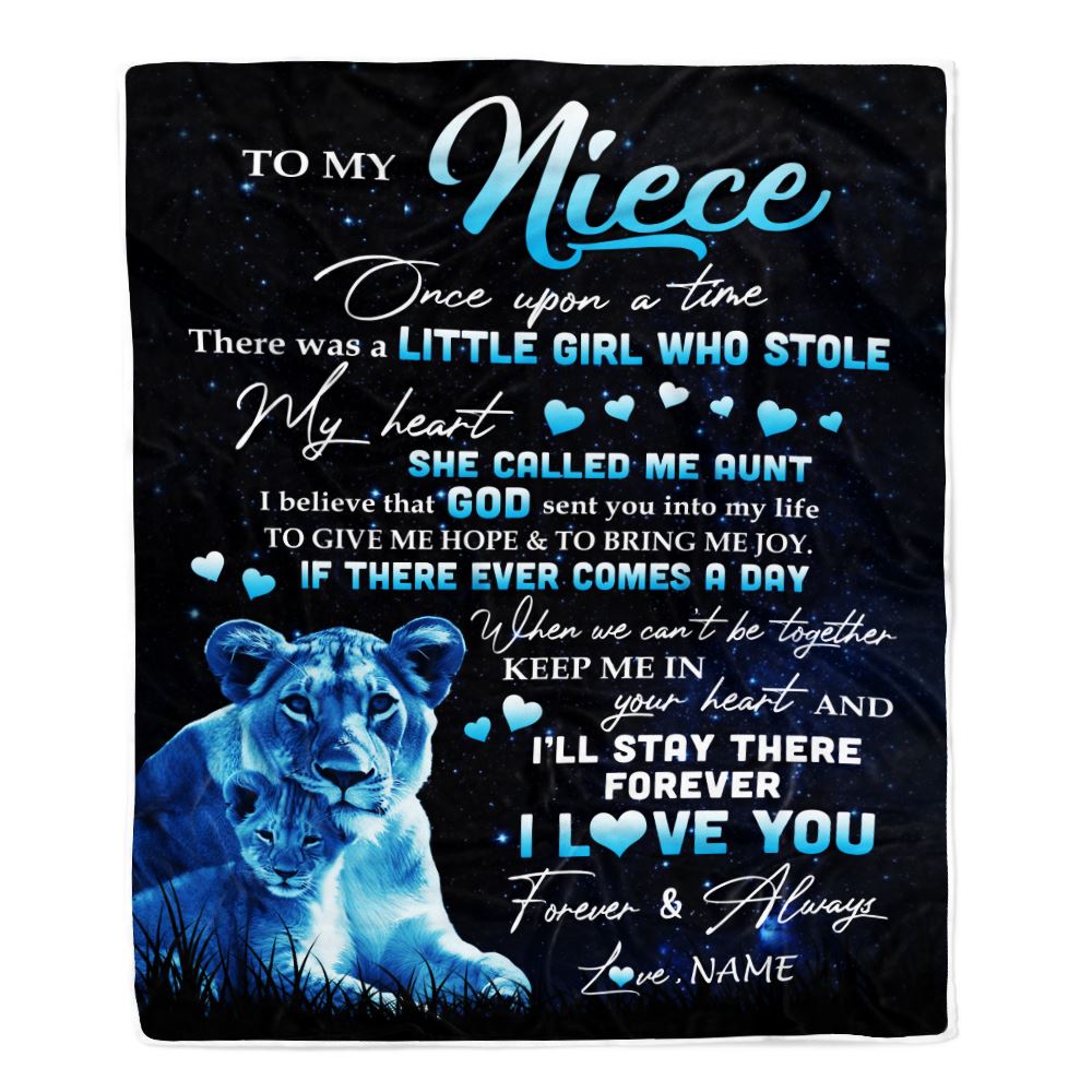 Personalized To My Niece Lion Blanket From Aunt Auntie I'll Stay There Forever Niece Birthday Graduation Christmas Customized Bed Quilt Fleece Throw Blanket | siriusteestore