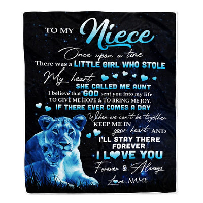 Personalized To My Niece Lion Blanket From Aunt Auntie I'll Stay There Forever Niece Birthday Graduation Christmas Customized Bed Quilt Fleece Throw Blanket | siriusteestore