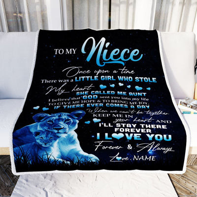 Personalized To My Niece Lion Blanket From Aunt Auntie I'll Stay There Forever Niece Birthday Graduation Christmas Customized Bed Quilt Fleece Throw Blanket | siriusteestore