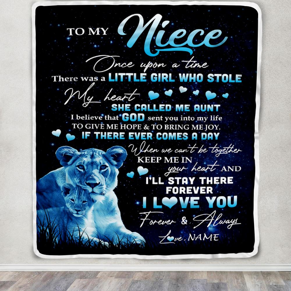 Personalized To My Niece Lion Blanket From Aunt Auntie I'll Stay There Forever Niece Birthday Graduation Christmas Customized Bed Quilt Fleece Throw Blanket | siriusteestore