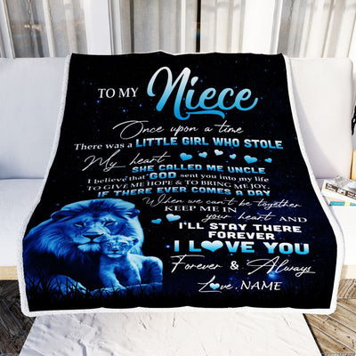 Personalized To My Niece Lion Blanket From Uncle I'll Stay There Forever Niece Birthday Graduation Christmas Customized Bed Quilt Fleece Throw Blanket | siriusteestore