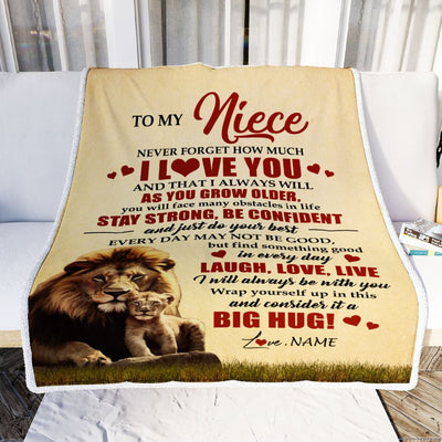 Personalized To My Niece Lion Blanket From Uncle Never Forget How Much I Love You Niece Birthday Graduation Christmas Customized Bed Fleece Blanket | siriusteestore