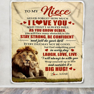 Personalized To My Niece Lion Blanket From Uncle Never Forget How Much I Love You Niece Birthday Graduation Christmas Customized Bed Fleece Blanket | siriusteestore