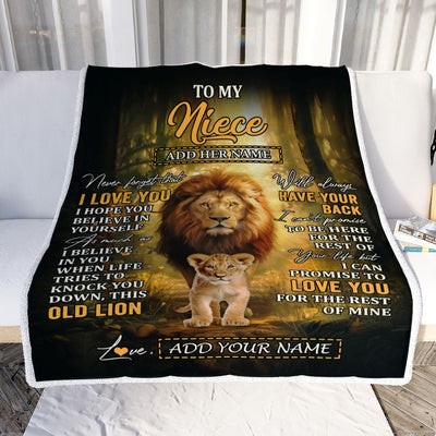 Personalized To My Niece Lion Blanket From Uncle Never Forget That I Love You Niece Birthday Gifts Graduation Christmas Customized Fleece Throw Blanket | siriusteestore