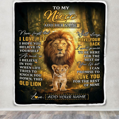 Personalized To My Niece Lion Blanket From Uncle Never Forget That I Love You Niece Birthday Gifts Graduation Christmas Customized Fleece Throw Blanket | siriusteestore