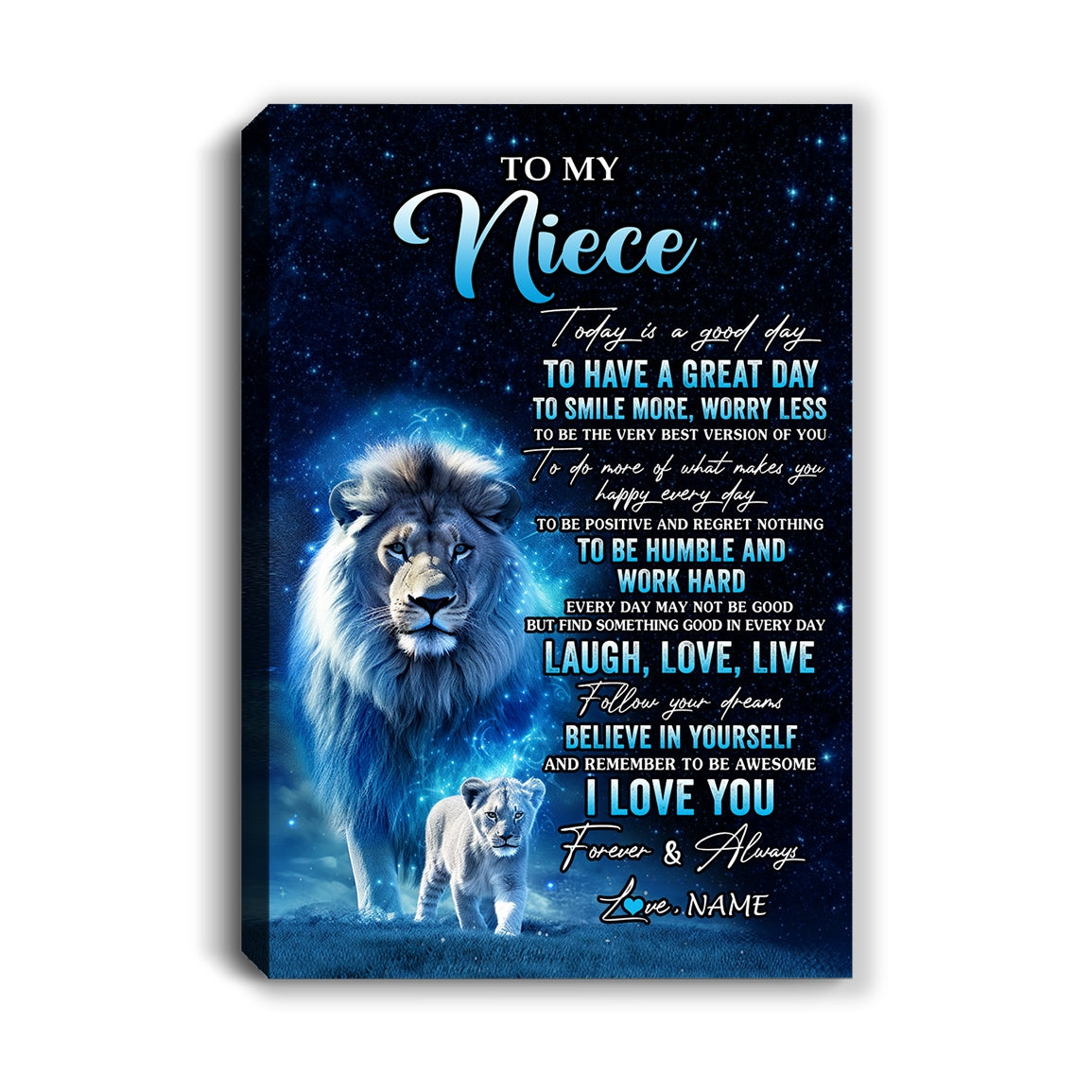 Personalized To My Niece Lion Canvas From Uncle Today Is A Good Day Niece Gifts Birthday Graduation Christmas Custom Wall Art Print Framed Canvas | siriusteestore