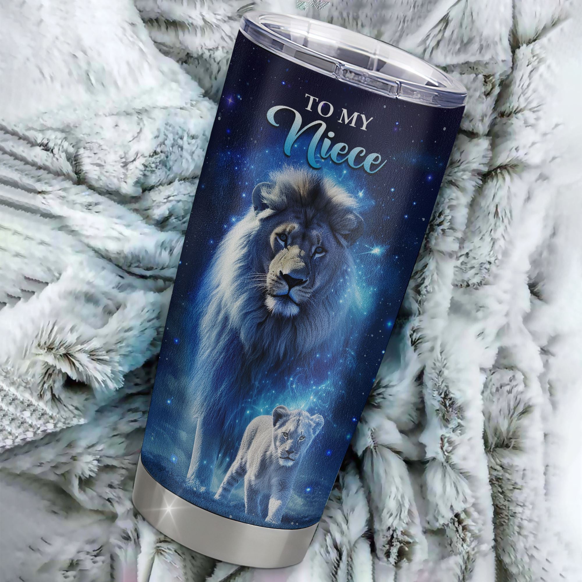 Personalized To My Niece Lion From Aunt Auntie Uncle Tumbler Stainless Steel Cup Believe Your Heart Niece Gift Birthday Graduation Christmas Custom Travel Mug | siriusteestore