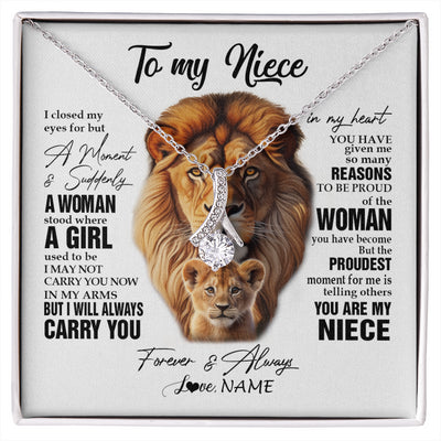 Alluring Beauty Necklace 14K White Gold Finish | 1 | Personalized To My Niece Lion Necklace From Uncle I Closed My Eyes Great Niece Birthday Gifts Graduation Christmas Customized Gift Box Message Card | siriusteestore