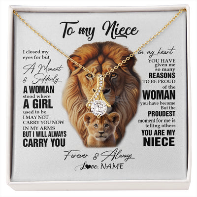 Alluring Beauty Necklace 18K Yellow Gold Finish | 1 | Personalized To My Niece Lion Necklace From Uncle I Closed My Eyes Great Niece Birthday Gifts Graduation Christmas Customized Gift Box Message Card | siriusteestore
