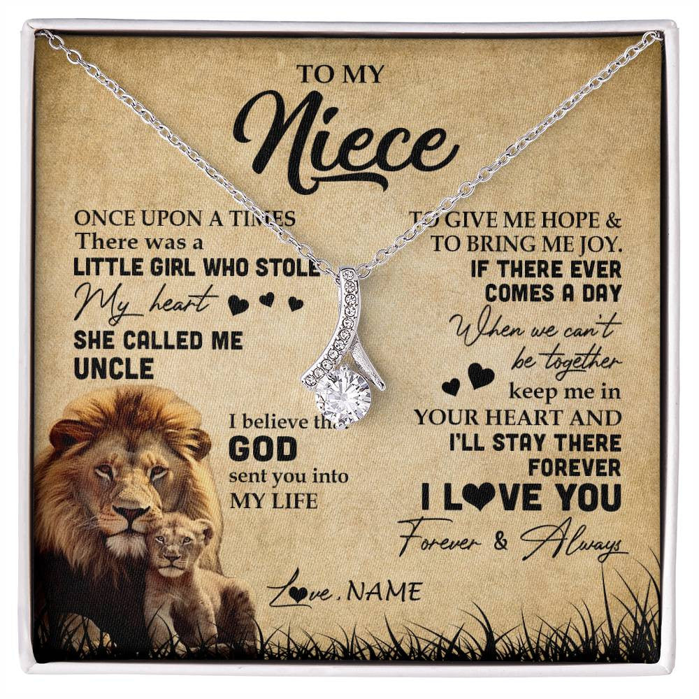 Alluring Beauty Necklace | Personalized To My Niece Lion Necklace From Uncle I'll Stay There Forever Niece Birthday Graduation Christmas Customized Gift Box Message Card | siriusteestore