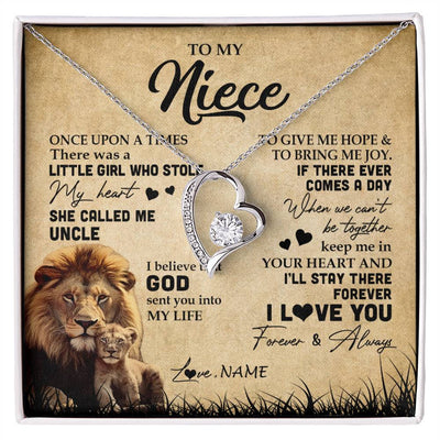 Forever Love Necklace | Personalized To My Niece Lion Necklace From Uncle I'll Stay There Forever Niece Birthday Graduation Christmas Customized Gift Box Message Card | siriusteestore