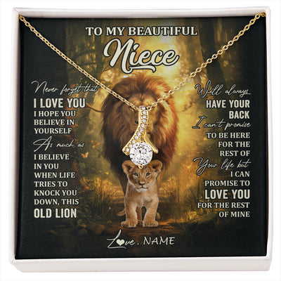 Alluring Beauty Necklace 18K Yellow Gold Finish | 1 | Personalized To My Niece Lion Necklace From Uncle Never Forget That I Love You Niece Birthday Gifts Graduation Christmas Customized Gift Box Message Card | siriusteestore