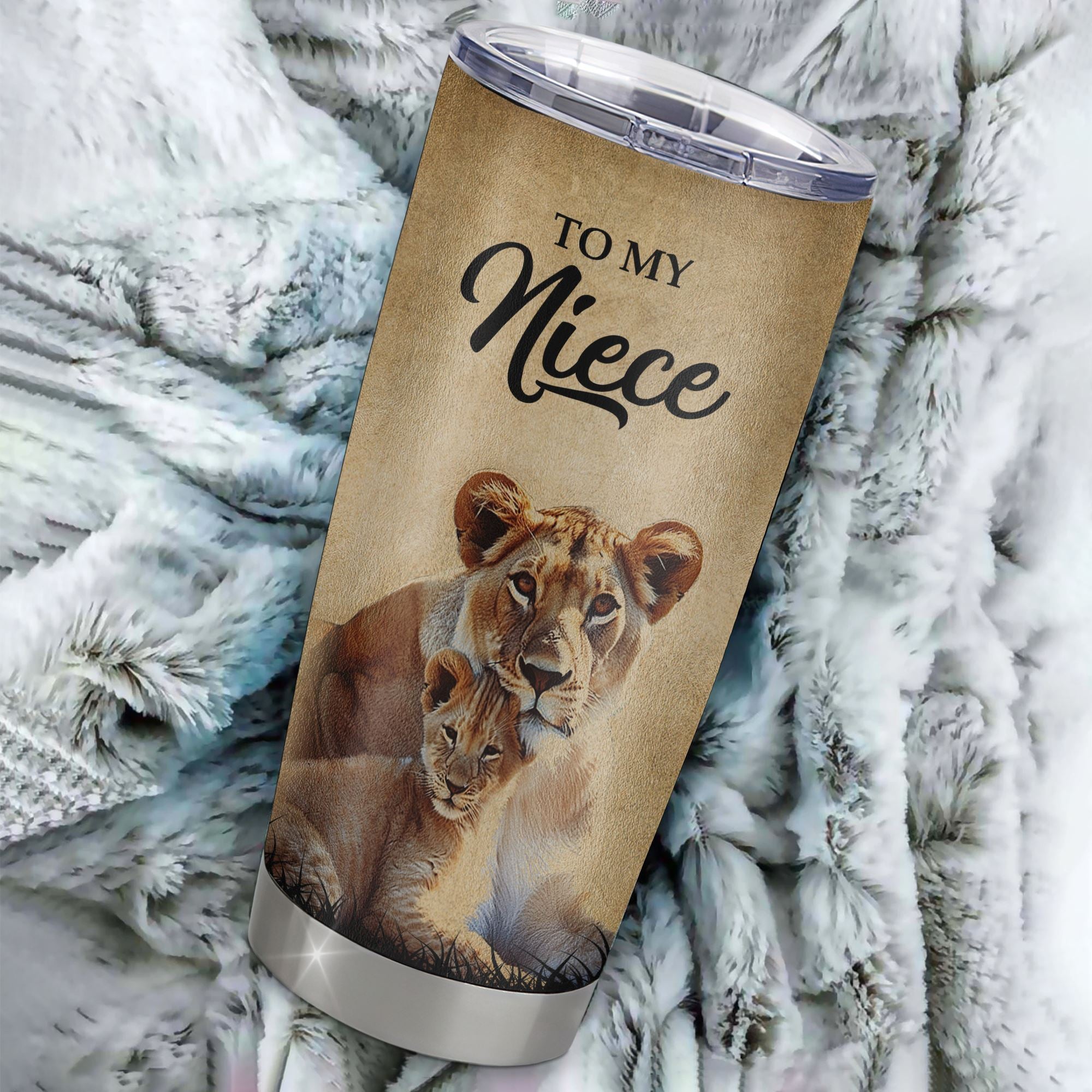 Personalized To My Niece Lion Tumbler From Aunt Auntie Stainless Steel Cup I'll Stay There Forever Niece Birthday Graduation Christmas Travel Mug | siriusteestore