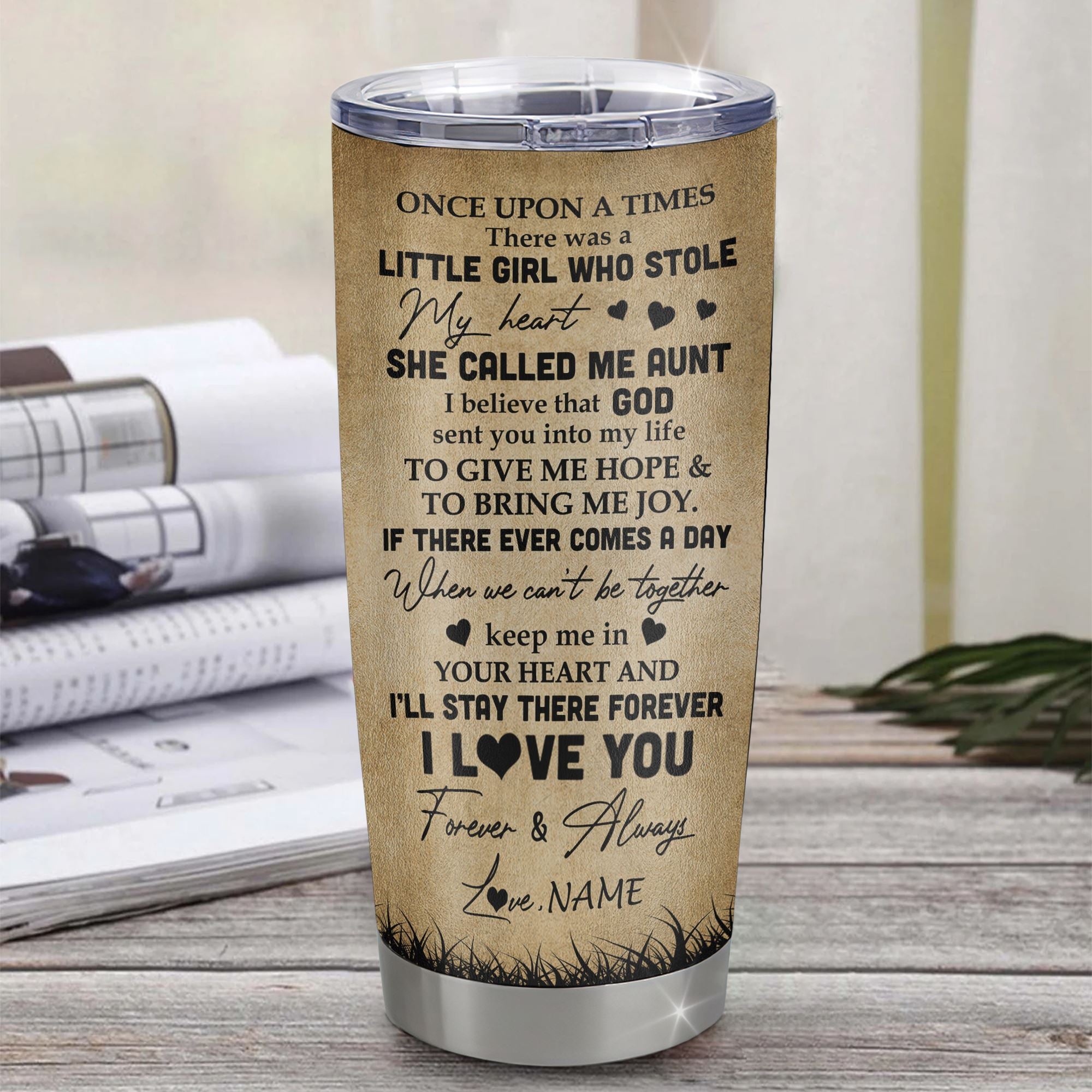 Personalized To My Niece Lion Tumbler From Aunt Auntie Stainless Steel Cup I'll Stay There Forever Niece Birthday Graduation Christmas Travel Mug | siriusteestore