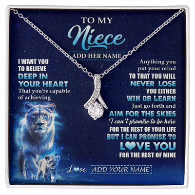 Alluring Beauty Necklace 14K White Gold Finish | 1 | Personalized To My Niece Necklace From Aunt Auntie Believe Your Heart Niece Gift Birthday Graduation Christmas Customized Gift Box Message Card | siriusteestore.myshopify