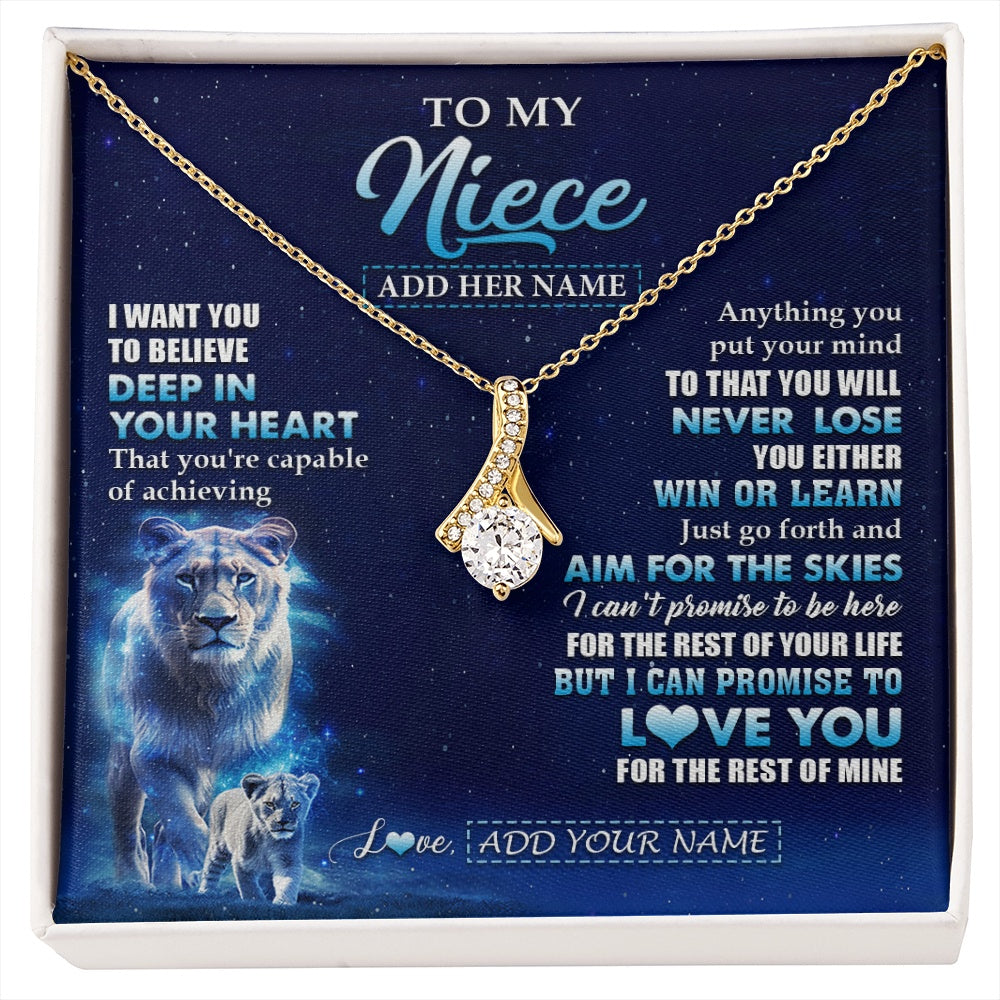 Alluring Beauty Necklace 18K Yellow Gold Finish | 1 | Personalized To My Niece Necklace From Aunt Auntie Believe Your Heart Niece Gift Birthday Graduation Christmas Customized Gift Box Message Card | siriusteestore.myshopify
