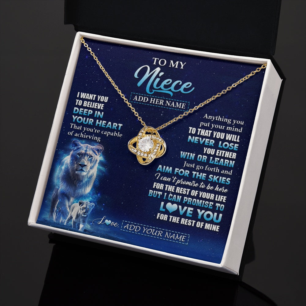 Love Knot Necklace 18K Yellow Gold Finish | 2 | Personalized To My Niece Necklace From Aunt Auntie Believe Your Heart Niece Gift Birthday Graduation Christmas Customized Gift Box Message Card | siriusteestore.myshopify