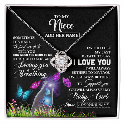 Love Knot Necklace 14K White Gold Finish | 1 | Personalized To My Niece Necklace From Aunt Auntie Butterfly Sometimes Say I Love You Niece Birthday Graduation Christmas Customized Gift Box Message Card | siriusteestore.myshopify