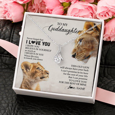 Alluring Beauty Necklace 14K White Gold Finish | 2 | Personalized To My Niece Necklace From Aunt Auntie Never Forget I Love You Lion Niece Birthday Graduation Christmas Customized Message Card | siriusteestore