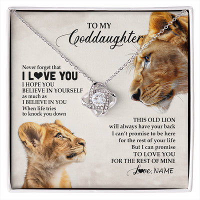 Love Knot Necklace 14K White Gold Finish | 1 | Personalized To My Niece Necklace From Aunt Auntie Never Forget I Love You Lion Niece Birthday Graduation Christmas Customized Message Card | siriusteestore
