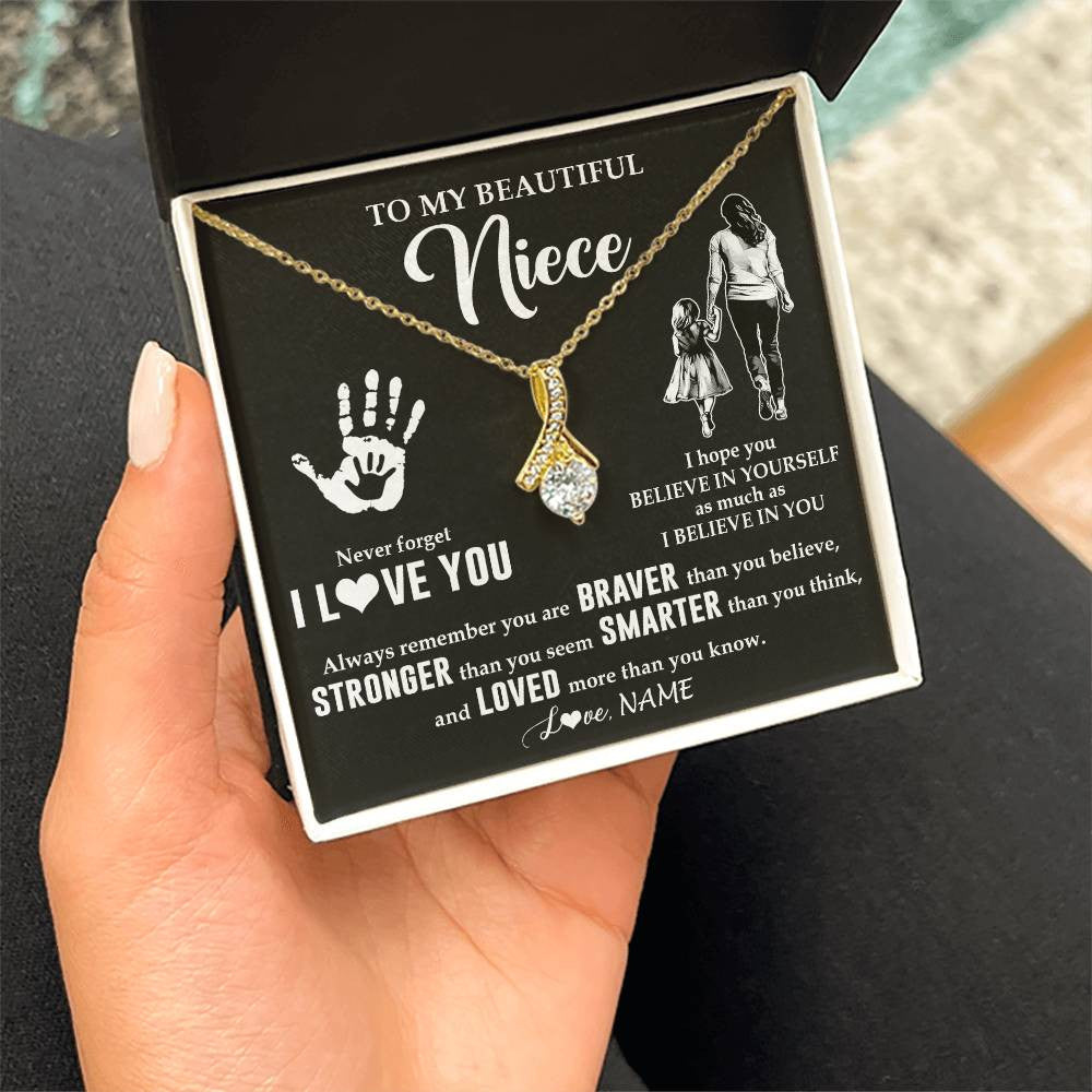 Alluring Beauty Necklace 18K Yellow Gold Finish | 2 | Personalized To My Niece Necklace From Aunt Auntie Never Forget I Love You Niece Birthday Gifts Christmas New Year Graduation Customized Gift Box Message Card | siriusteestore