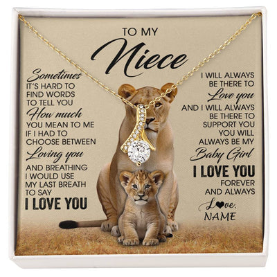 Alluring Beauty Necklace 18K Yellow Gold Finish | 1 | Personalized To My Niece Necklace From Aunt Auntie Sometimes It's Hard Lion Niece Gift Birthday Jewelry Graduation Christmas Customized Gift Box Message Card | siriusteestore