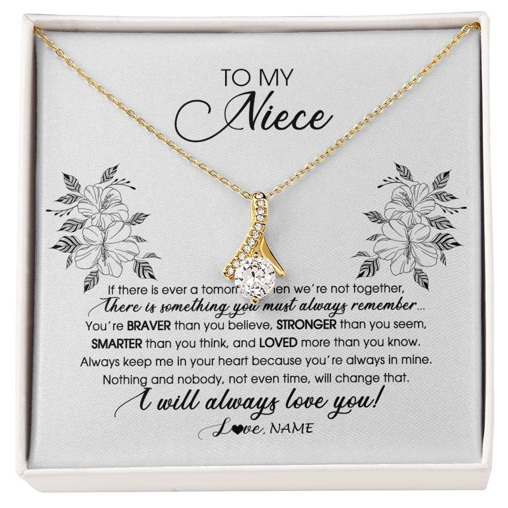 Alluring Beauty Necklace 18K Yellow Gold Finish | Personalized To My Niece Necklace From Aunt Auntie Uncle Not Even Time Floral Niece Birthday Graduation Christmas Customized Message Card | siriusteestore