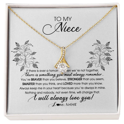 Alluring Beauty Necklace 18K Yellow Gold Finish | Personalized To My Niece Necklace From Aunt Auntie Uncle Not Even Time Floral Niece Birthday Graduation Christmas Customized Message Card | siriusteestore