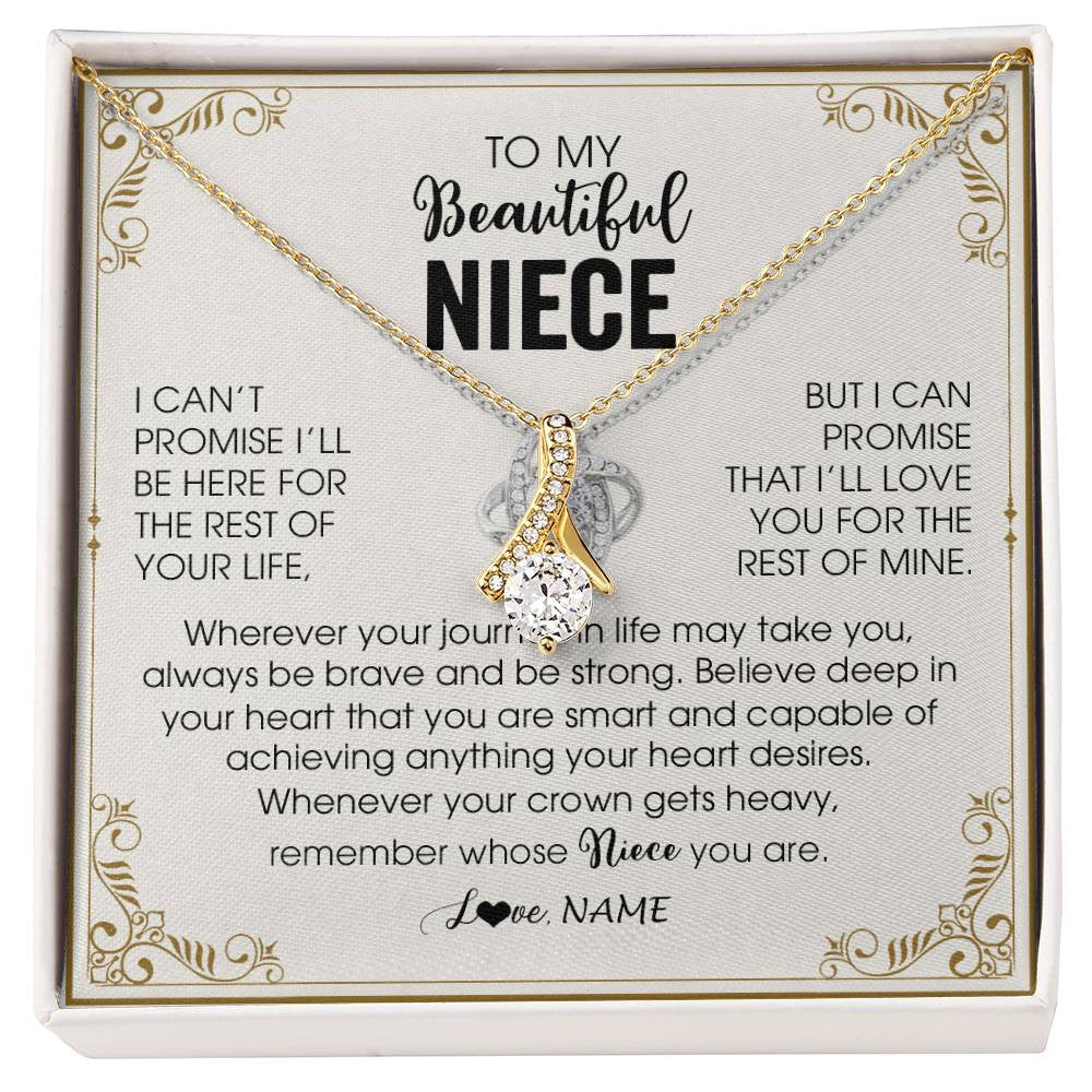 Alluring Beauty Necklace 18K Yellow Gold Finish | 1 | Personalized To My Niece Necklace From Aunt Auntie Wherever Your Journey in Life There Niece Birthday Christmas Graduation Customized Gift Box Message Card | siriusteestore