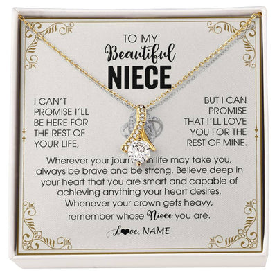 Alluring Beauty Necklace 18K Yellow Gold Finish | 1 | Personalized To My Niece Necklace From Aunt Auntie Wherever Your Journey in Life There Niece Birthday Christmas Graduation Customized Gift Box Message Card | siriusteestore