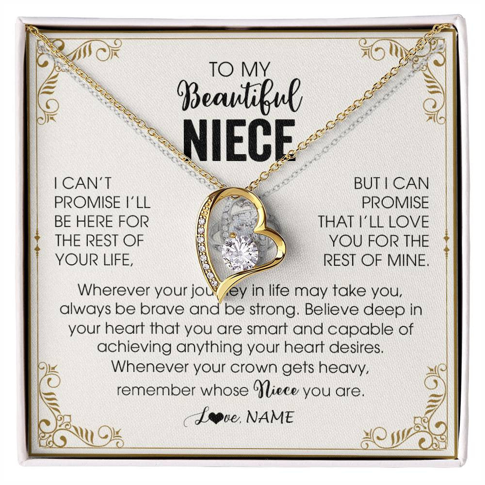 Forever Love Necklace 18K Yellow Gold Finish | 1 | Personalized To My Niece Necklace From Aunt Auntie Wherever Your Journey in Life There Niece Birthday Christmas Graduation Customized Gift Box Message Card | siriusteestore