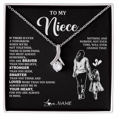 Alluring Beauty Necklace 14K White Gold Finish | 1 | Personalized To My Niece Necklace From Aunt Auntie You Are Always In Mine Beautiful Niece Jewelry Birthday Graduation Christmas With Gift Box Message Card | siriusteestore