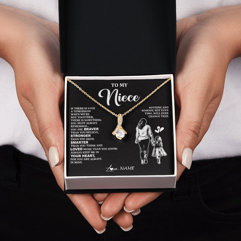 Alluring Beauty Necklace 18K Yellow Gold Finish | 2 | Personalized To My Niece Necklace From Aunt Auntie You Are Always In Mine Beautiful Niece Jewelry Birthday Graduation Christmas With Gift Box Message Card | siriusteestore