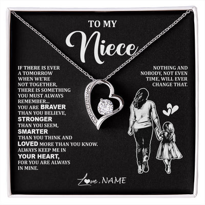 Forever Love Necklace 14K White Gold Finish | 1 | Personalized To My Niece Necklace From Aunt Auntie You Are Always In Mine Beautiful Niece Jewelry Birthday Graduation Christmas With Gift Box Message Card | siriusteestore