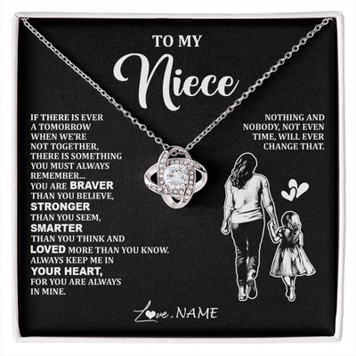 Love Knot Necklace 14K White Gold Finish | 1 | Personalized To My Niece Necklace From Aunt Auntie You Are Always In Mine Beautiful Niece Jewelry Birthday Graduation Christmas With Gift Box Message Card | siriusteestore