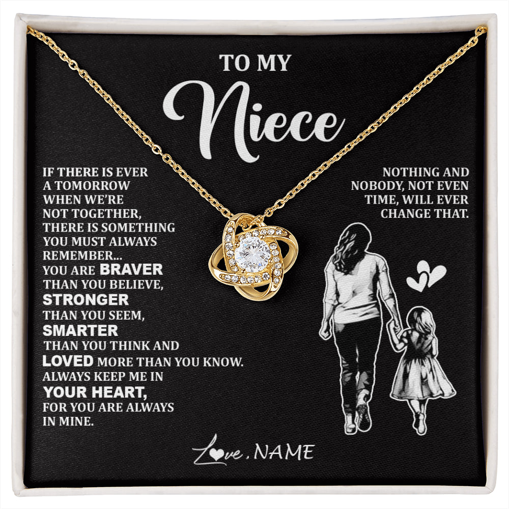 Love Knot Necklace 18K Yellow Gold Finish | 1 | Personalized To My Niece Necklace From Aunt Auntie You Are Always In Mine Beautiful Niece Jewelry Birthday Graduation Christmas With Gift Box Message Card | siriusteestore