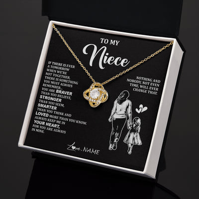 Love Knot Necklace 18K Yellow Gold Finish | 2 | Personalized To My Niece Necklace From Aunt Auntie You Are Always In Mine Beautiful Niece Jewelry Birthday Graduation Christmas With Gift Box Message Card | siriusteestore