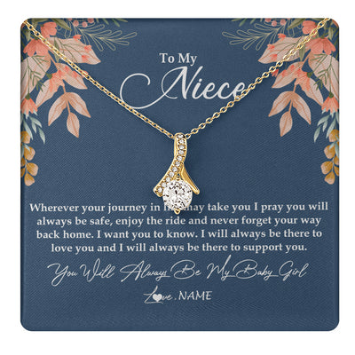 Alluring Beauty Necklace 18K Yellow Gold Finish | 1 | Personalized To My Niece Necklace From Aunt Auntie You Will Always Be My Baby Niece Jewelry Birthday Graduation Christmas Customized Gift Box Message Card | siriusteestore