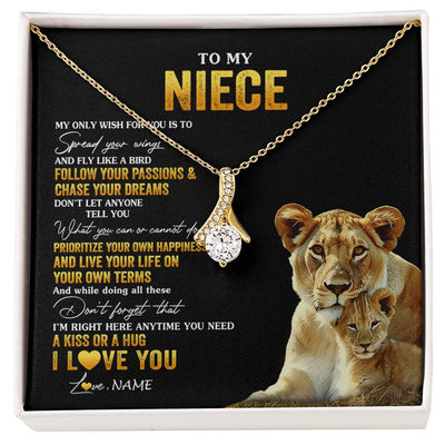 Alluring Beauty Necklace 18K Yellow Gold Finish | 1 | Personalized To My Niece Necklace From Aunt Aunty Lion My Only Wish For You Niece Birthday Graduation Christmas Customized Gift Box Message Card | siriusteestore