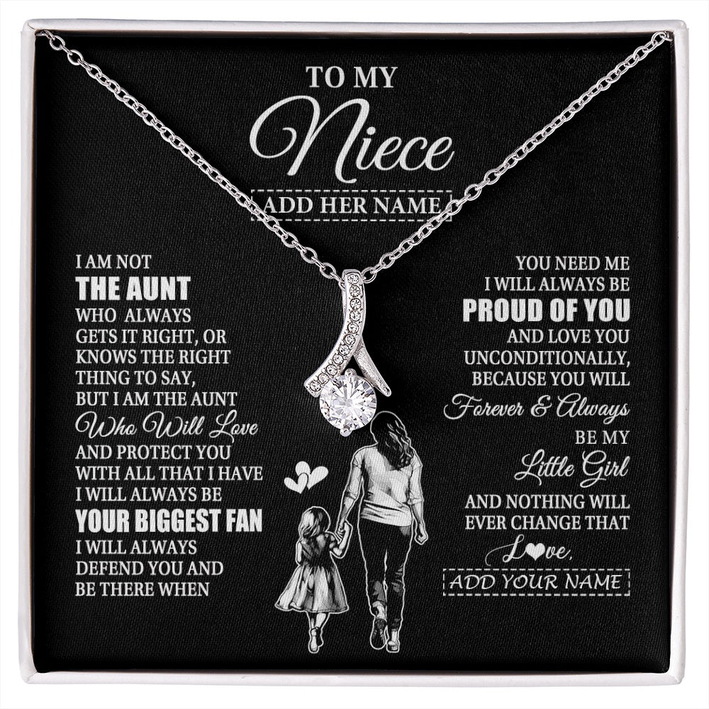 Alluring Beauty Necklace 14K White Gold Finish | 1 | Personalized To My Niece Necklace From Aunt Biggest Fan Birthday Gifts For Niece From Aunt Auntie Niece Graduation Christmas Customized Gift Box Message Card | siriusteestore.myshopify