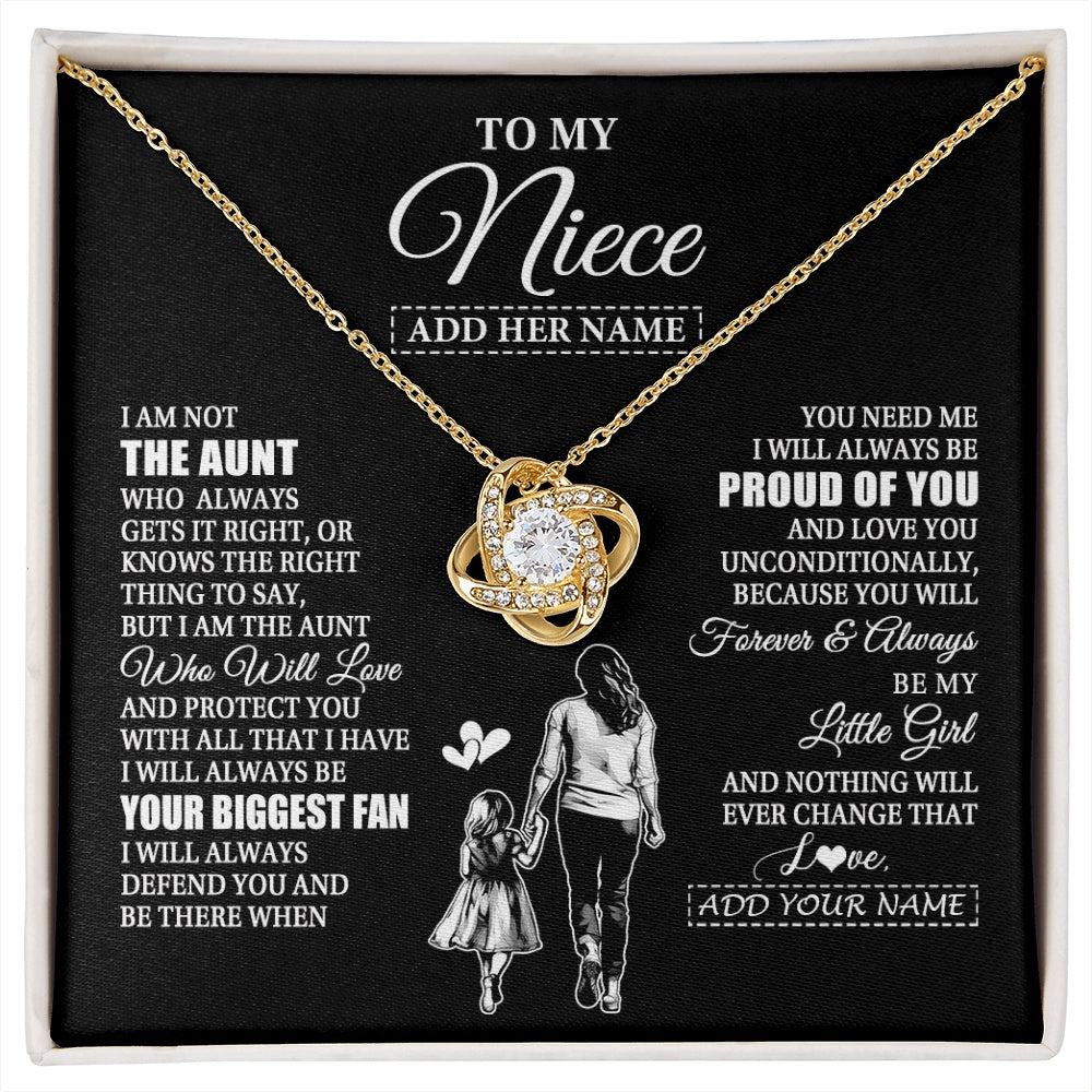 Love Knot Necklace 18K Yellow Gold Finish | 1 | Personalized To My Niece Necklace From Aunt Biggest Fan Birthday Gifts For Niece From Aunt Auntie Niece Graduation Christmas Customized Gift Box Message Card | siriusteestore.myshopify