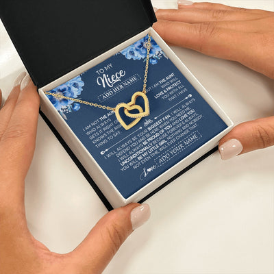 Interlocking Hearts Necklace 18K Yellow Gold Finish | 2 | Personalized To My Niece Necklace From Aunt Proud Of You Birthday Gifts For Niece Jewelry Gifts Graduation Christmas Customized Gift Box Message Card | https://siriusteestore.
